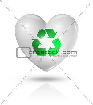 Love recycling symbol, heart flag icon
