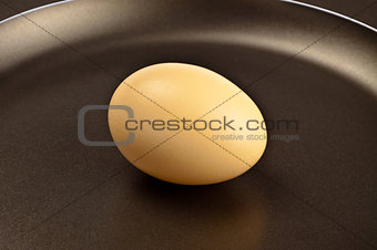 brown egg on frying pan