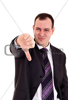 businessman gesturing thumbs down
