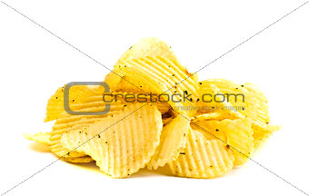 handful of yellow potato chips