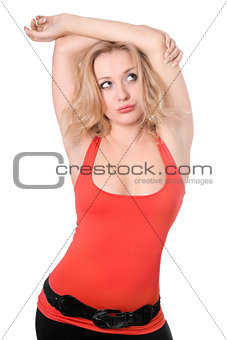Portrait of sexy blonde. Isolated
