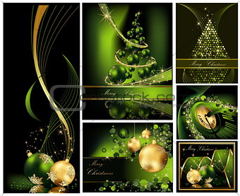 Merry Christmas background collections gold and green