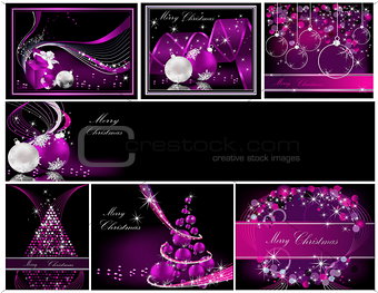 Merry Christmas background collections silver and violet