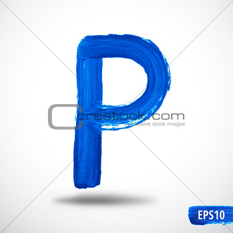 Alphabet Letter P. Watercolor Alphabet. Vector Background