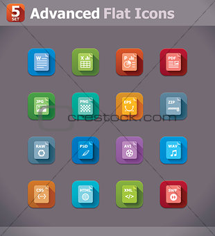 Vector flat file type icons