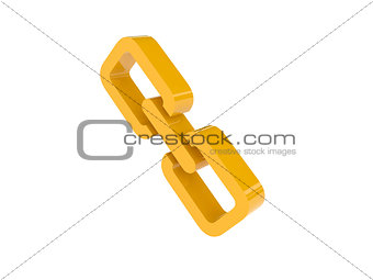 Golden link icon over white background.