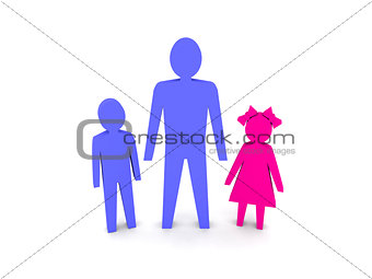Man with children. Single-parent family.