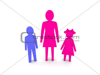 Woman with children. Single-parent family.