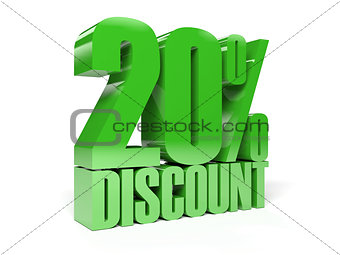 20 percent discount. Green shiny text.