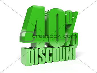 40 percent discount. Green shiny text.