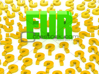 EUR sign surrounded by question marks.