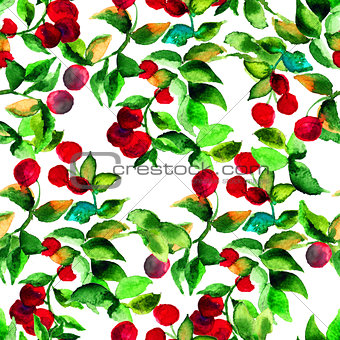 Seamless pattern with red berry