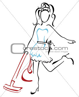 Woman vacuuming at house