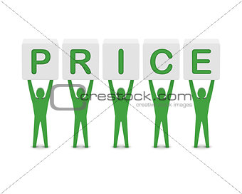Men holding the word price.