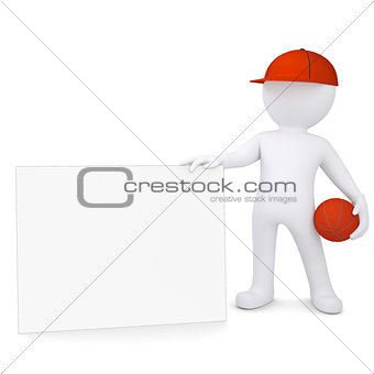 3d basketball player with the white card