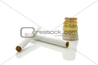 Cigarettes and Euro coins