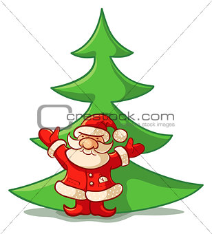 Santa Claus ans christmas tree