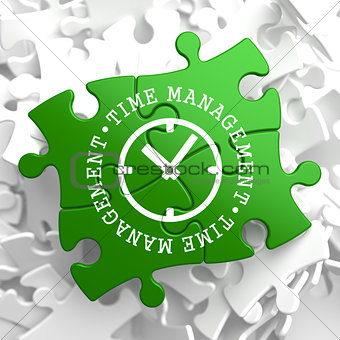 Time Management Concept on Green Puzzle Pieces.