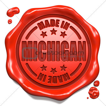 Made in Michigan - Stamp on Red Wax Seal.