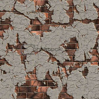 Cracked Brick Wall. Seamless Tileable Texture.