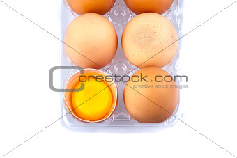 Eggs and yolk in a plastic transparent package