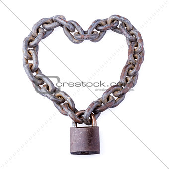 chain and padlock in heart shape