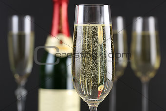 Champagne with bubbles in a glass