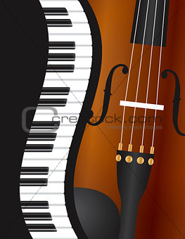 Piano Wavy Border with Violin Illustration
