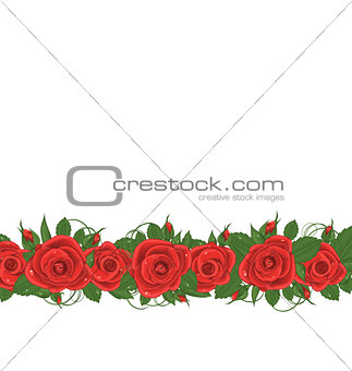 Horizontal border with red roses