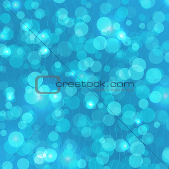 Blue Bokeh Abstract Lights On Waved Background