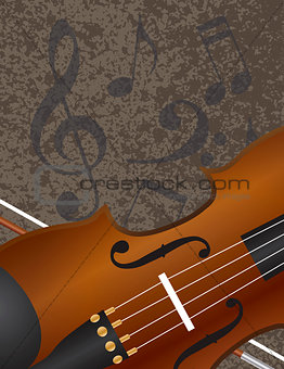 Violin Bow with Musical Notes Background Illuustration