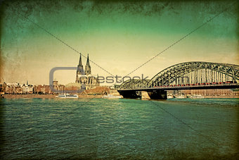 View on Cologne Cathedral and Bridge,