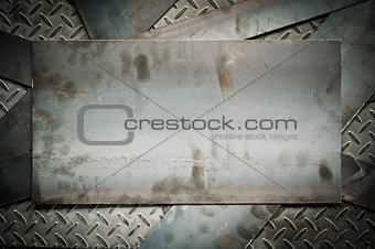 Closeup of metal sheet and metal diamond plate, texture backgrou