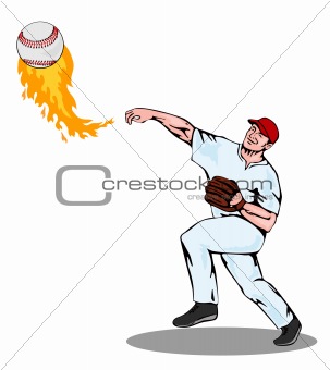 Baseball pitcher pitching