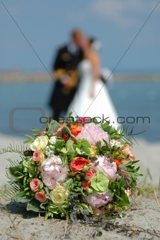 bouquet, bride and groom