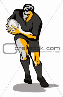 Rugby player running to score a try