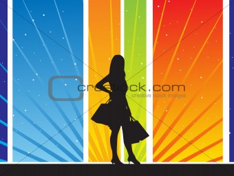silhouette of shopping girl