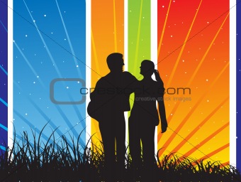 vector couple on abstract background