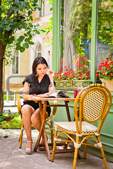 Beautiful asian girl in cafe