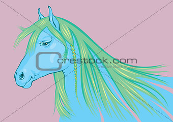 Blue - green Horse, a symbol of New 2014 Year