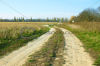 Rural ground road in autumn