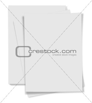 close up  stack of papers on white background