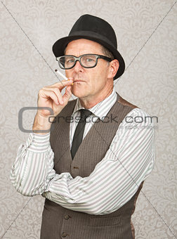 Skeptical Man Smoking