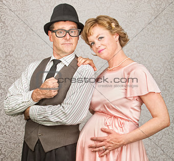 Smiling Retro Pregnant Couple