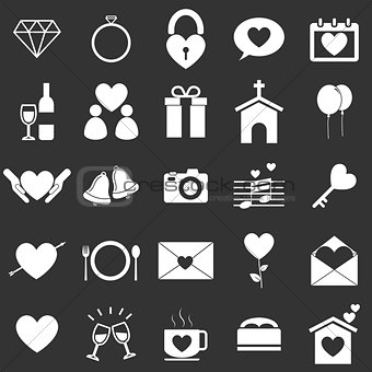 Wedding icons on black background