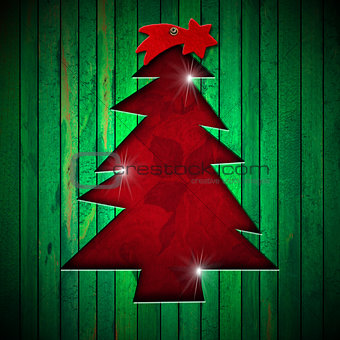 Christmas Tree Shape cut on Green Wall