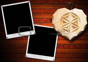 Instant Photo Frames on Brown Wooden Wall