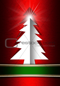 White Christmas Tree on Red Background