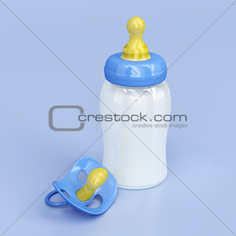 Milk bottle and pacifier