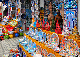 Pottery  in souvenir store
